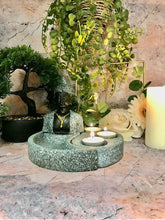 Load image into Gallery viewer, Stone Effect Meditating Buddha Triple Candle Holder Feng Shui Decor