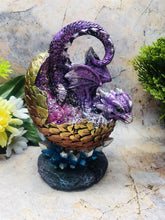 Load image into Gallery viewer, Whimsical Purple Baby Dragon Hatchling Figurine Fantasy Art Statue Dragon Age-OsirisTradingUK