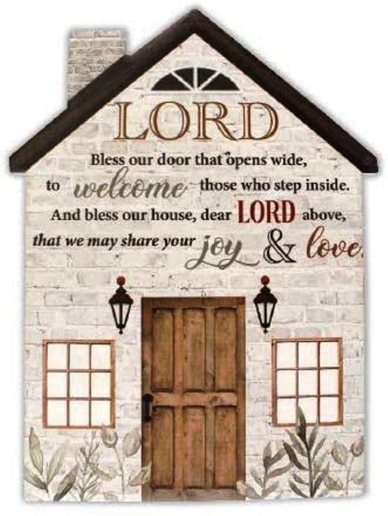 Porcelain Plaque Lord Bless This House Religious Ornament Catholic Gift