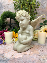 Charger l'image dans la galerie, Cherub Holding Heart Graveside Sculpture Memorial Grave Peaceful Angel-Everything Else:Memorials & Funerals:Grave Ornaments & Memorials-OsirisTradingUK