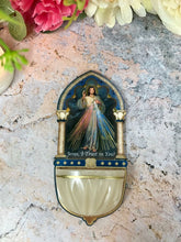 Load image into Gallery viewer, Luminous Divine Mercy Holy Water Font with Gold Foil Highlights Religious Gift
