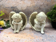Laden Sie das Bild in den Galerie-Viewer, Paar schöne Baby Engel Cherubs Grab Dekoration Garten Ornament Memorial