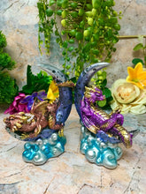 Charger l'image dans la galerie, Ensemble de deux dragons au repos, sculpture fantastique, statue mythique, ornement, cadeau