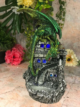 Load image into Gallery viewer, Green Dragon Guarding Castle Changing LED Light Cone Burner Lamp Fantasy Gift