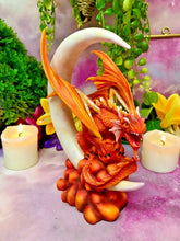 Load image into Gallery viewer, Dragon in Crescent Moon Fantasy Sculpture Mythical Statue Gothic Dragons Gift-OsirisTradingUK