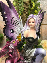 Load image into Gallery viewer, Fairy with Dragon Companion Figurine Fantasy Fairies Figure Mythical Sculpture