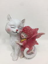 Load image into Gallery viewer, Adorable Fairy with White Cat Companion Sculpture Figurine Fantasy Fairies-OsirisTradingUK