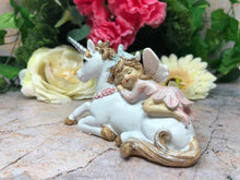 Load image into Gallery viewer, Fairy Resting with Unicorn Figurine Fantasy Fairies Mythical Sculpture Figure