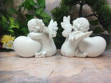 Load image into Gallery viewer, Pair of Beautiful Baby Angel Cherubs Resting on Hearts Ornament Mothers Gift-Home, Furniture & DIY:Home Décor:Sculptures & Figurines-OsirisTradingUK