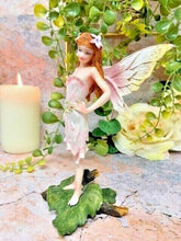 Load image into Gallery viewer, Flower Fairy Standing on Leaf Figurine Fantasy Fairies Mythical Sculpture Gift