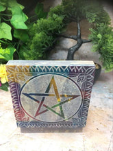 Load image into Gallery viewer, Soapstone Multicoloured Pentagram Goddess Pentagram Chakra Box Secret Altar-OsirisTradingUK