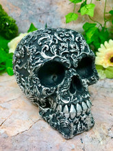 Load image into Gallery viewer, Floral Decay Black Silver Skull Figure Skulls Collection Sculpture Gothic Decor-OsirisTradingUK