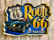 Load image into Gallery viewer, Vintage Metal 3D LED Logo Sign Route 66 Garage Car Man Cave Wall Plaque-OsirisTradingUK