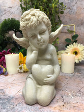 Charger l'image dans la galerie, Cherub Holding Heart Graveside Sculpture Memorial Grave Peaceful Angel-Everything Else:Memorials & Funerals:Grave Ornaments & Memorials-OsirisTradingUK