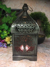 Load image into Gallery viewer, Antique Effect Moroccan Style Tree of Life Zinc Lantern Candle Tealight Holder