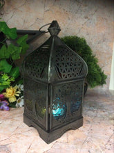 Load image into Gallery viewer, Antique Effect Moroccan Style Tree of Life Zinc Lantern Candle Tealight Holder