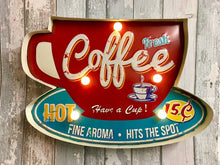 Load image into Gallery viewer, Vintage Metal 3D LED Logo Sign Kitchen Lounge Coffee Wall Plaque Shabby Chic-OsirisTradingUK