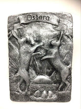 Load image into Gallery viewer, Silver Ostara Boxing Hares Animal Plaque Wall Plaque Pagan Wiccan Sculpture