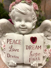 Load image into Gallery viewer, Guardian Angel Holding Book Figurine Cherub Statue Peace Love Dream Figurine-Collectables:Fantasy, Myth & Magic:Mythical Creatures:Angels-OsirisTradingUK