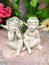 Charger l'image dans la galerie, Pair of Beautiful Baby Angel Cherubs Daydreaming Ornament-Collectables:Fantasy, Myth & Magic:Mythical Creatures:Angels-OsirisTradingUK