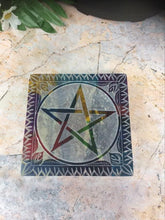 Load image into Gallery viewer, Soapstone Multicoloured Pentagram Goddess Pentagram Chakra Box Secret Altar-OsirisTradingUK