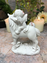 Load image into Gallery viewer, Guardian Angel Figurine Cherub with Horse Companion Statue Ornament Sculpture