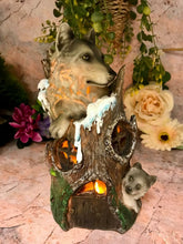 Load image into Gallery viewer, Novelty Wolves House with Led Light Figurine Statue Ornament Wolf Gift