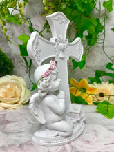 Load image into Gallery viewer, Guardian Angel Figurine Praying Cherub Statue Cross Ornament Sculpture Gift
