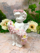 Load image into Gallery viewer, Guardian Angel Figurine Cherub with Roses Statue Ornament Cherubs Sculpture