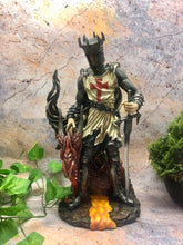Charger l'image dans la galerie, Templar Knight with Dragon Figurine Crusader Statue Ornament Fantasy Sculpture-OsirisTradingUK