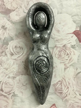 Load image into Gallery viewer, Spiral Goddess Pagan Wall Plaque Wiccan Garden Ornament Sculpture Silver