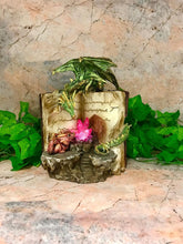 Laden Sie das Bild in den Galerie-Viewer, Green Dragon Guardian of Spell Book Statue with LED Light Dragons Collection-OsirisTradingUK