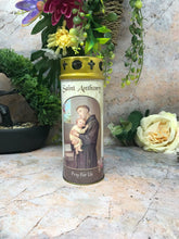 Charger l'image dans la galerie, Saint Anthony Grave Candle Windproof Cap Prayer on Reverse Religious Graveside-OsirisTradingUK