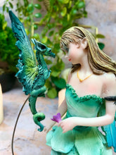 Load image into Gallery viewer, Green Fairy with Dragon Figurine Fantasy Fairies Figure Mythical Statue Gift