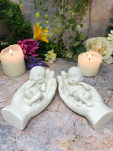 Load image into Gallery viewer, Pair of Beautiful Baby Angel Cherubs Resting in Hand Ornament Mothers Gift-Home, Furniture & DIY:Home Décor:Sculptures & Figurines-OsirisTradingUK