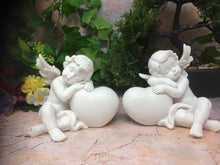 Load image into Gallery viewer, Pair of Beautiful Baby Angel Cherubs Resting on Hearts Ornament Mothers Gift-Home, Furniture & DIY:Home Décor:Sculptures & Figurines-OsirisTradingUK