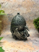Load image into Gallery viewer, Silver Dragons Box Mythical Dragon Celtic Symbol Statue Ornament Secret Stash