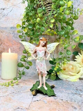 Load image into Gallery viewer, Flower Fairy Standing on Leaf Figurine Fantasy Fairies Mythical Sculpture Gift