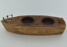 Load image into Gallery viewer, Reclaimed Wood Nautical Boat Candle Holder Ornament Hand Made-OsirisTradingUK
