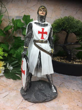 Laden Sie das Bild in den Galerie-Viewer, Templar Knight Standing with Sword & Shield Statue Ornament Medieval Sculpture-OsirisTradingUK