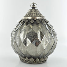 Load image into Gallery viewer, Grey LED Moroccan Style Glass Battery Powered Lantern Home Decor Lighting-OsirisTradingUK