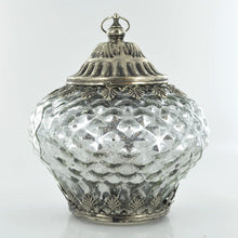 Laden Sie das Bild in den Galerie-Viewer, Silver LED Moroccan Style Glass Battery Powered Lantern Home Decor Lighting-OsirisTradingUK