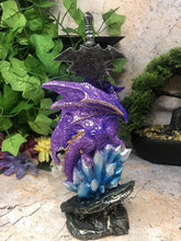 Laden Sie das Bild in den Galerie-Viewer, Purple Dragon Guardian Fantasy Sculpture Mythical Statue Ornament Gothic Dragons-OsirisTradingUK