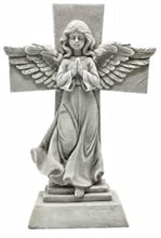 Laden Sie das Bild in den Galerie-Viewer, Schutzengel, betende Grabskulptur, Gedenkgrab, friedliches Kreuz, Garten