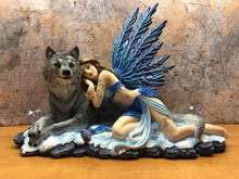 Load image into Gallery viewer, Large Fairy and Wolf Companion Sculpture Statue Mythical Creatures Figure Gift
