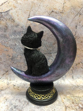 Load image into Gallery viewer, Witches Familiar Statue Pentagram Black Cat on Celtic Moon Witchcraft Wicca-OsirisTradingUK