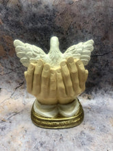 Load image into Gallery viewer, Holy Spirit Trinity Dove in God's Hands Religious Art Confirmation Keepsake