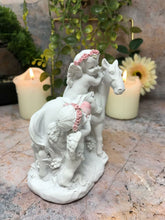 Load image into Gallery viewer, Guardian Angel Figurine Cherub with Horse Companion Statue Ornament Sculpture