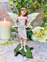 Load image into Gallery viewer, Flower Fairy Standing on Leaf Figurine Fantasy Fairies Mythical Sculpture Gift