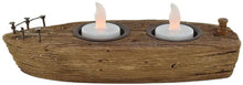 Load image into Gallery viewer, Reclaimed Wood Nautical Boat Candle Holder Ornament Hand Made-OsirisTradingUK